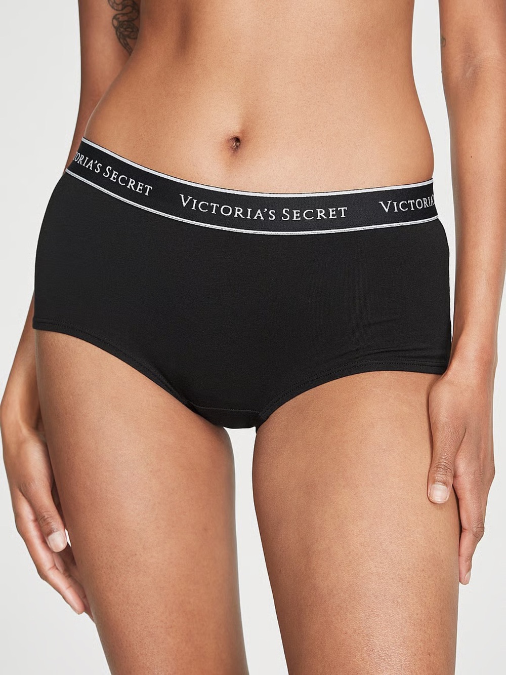 Victoria's Secret Black Logo-Trim High-Waist Brief